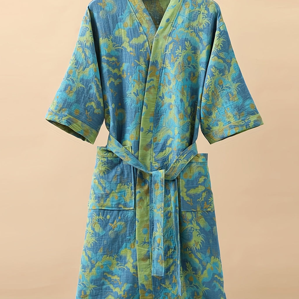 Ensemble de vêtements de nuit unisexe 100 % coton double gaze Luxeloom — Respirant, tissage double épaisseur