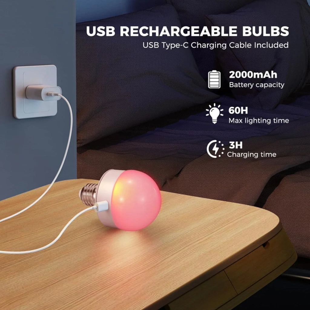Wiederaufladbare E27 RGB LED-Lampe mit Fernbedienung – kabellose Installation - Lamylie