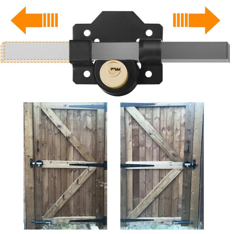 Cerradura para puerta con llave | Antióxido | Pestillo de resorte | GateSecure - Lamylie