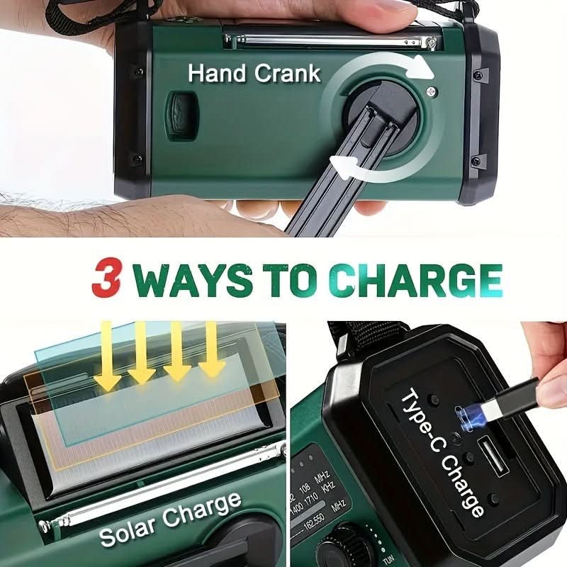 Solarbetriebene Notfallradio mit Taschenlampe und USB-Ladung - Lamylie