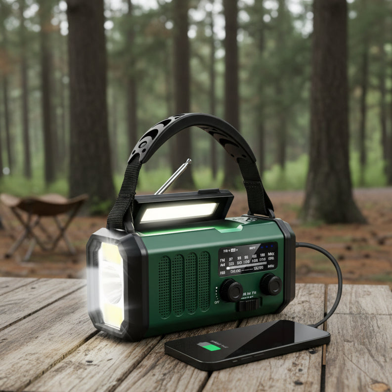 Solarbetriebene Notfallradio mit Taschenlampe und USB-Ladung - Lamylie