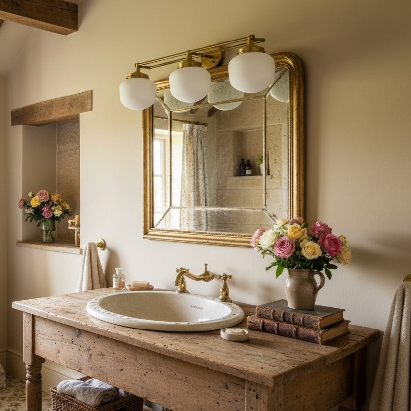 Globe Wall Lamp Classic Bathroom Schoolhouse Lighting Matte Opal Glass for Mirror and Sink - Lamylie