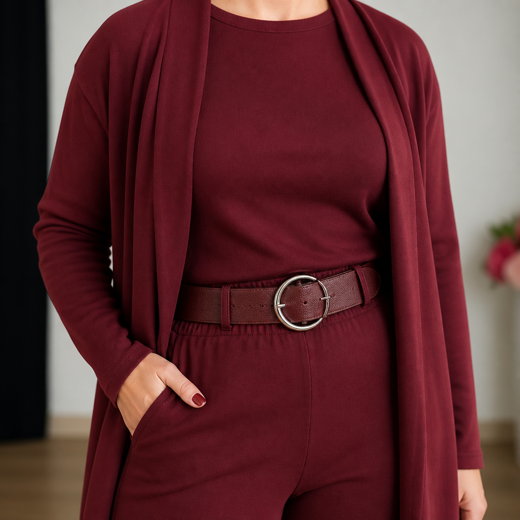 LumeEra – Relaxed 3-Piece Lounge Set with Long Open-Front Cardigan - Lamylie