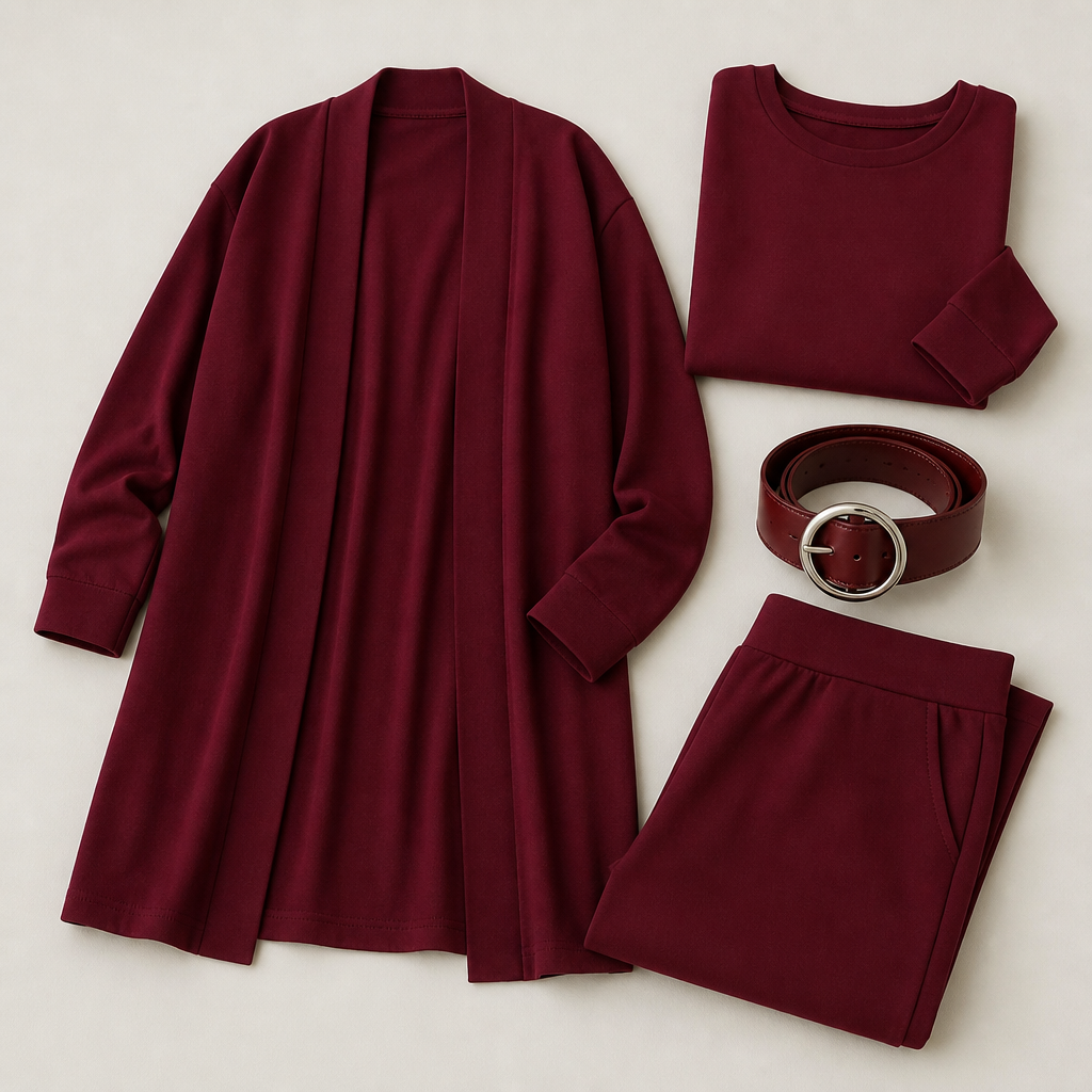 LumeEra – Relaxed 3-Piece Lounge Set with Long Open-Front Cardigan - Lamylie