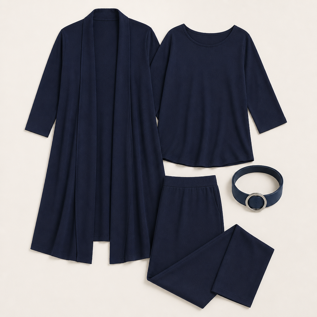 LumeEra – Relaxed 3-Piece Lounge Set with Long Open-Front Cardigan - Lamylie