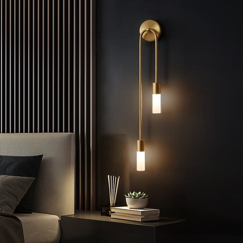 Gouden wandlamp met 2 lichtpunten | Moderne ledverlichting voor woonkamer en slaapkamer - Lamylie