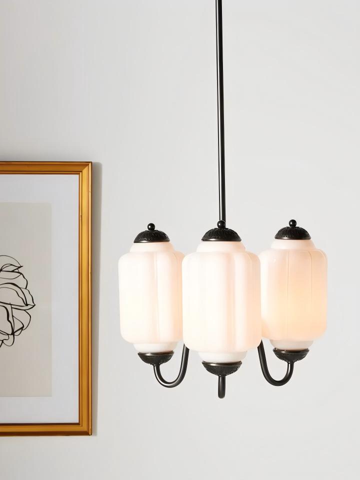 Milk Glass Chandelier Vintage Finish Timeless Elegance Classic Lighting for Dining Room Living Room - Lamylie