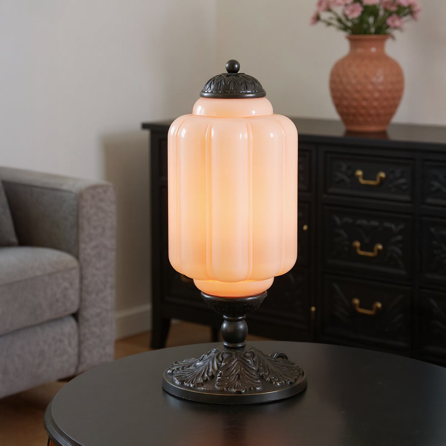 Retro bordslampor med texturerat krämfärgat glas | Fransk vintage-stil med mässings- eller svart ram – Lamylie