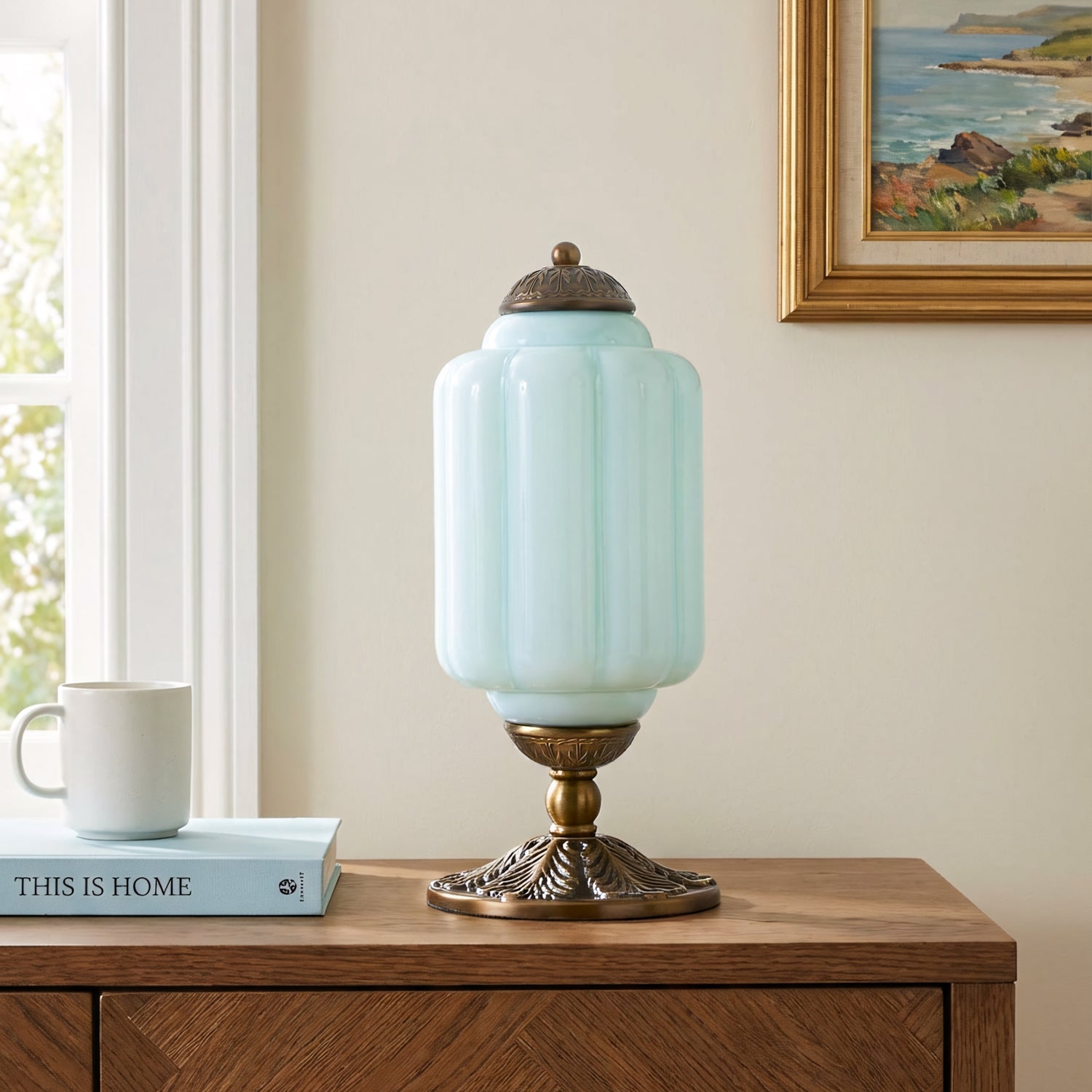 Retro bordslampor med texturerat krämfärgat glas | Fransk vintage-stil med mässings- eller svart ram – Lamylie