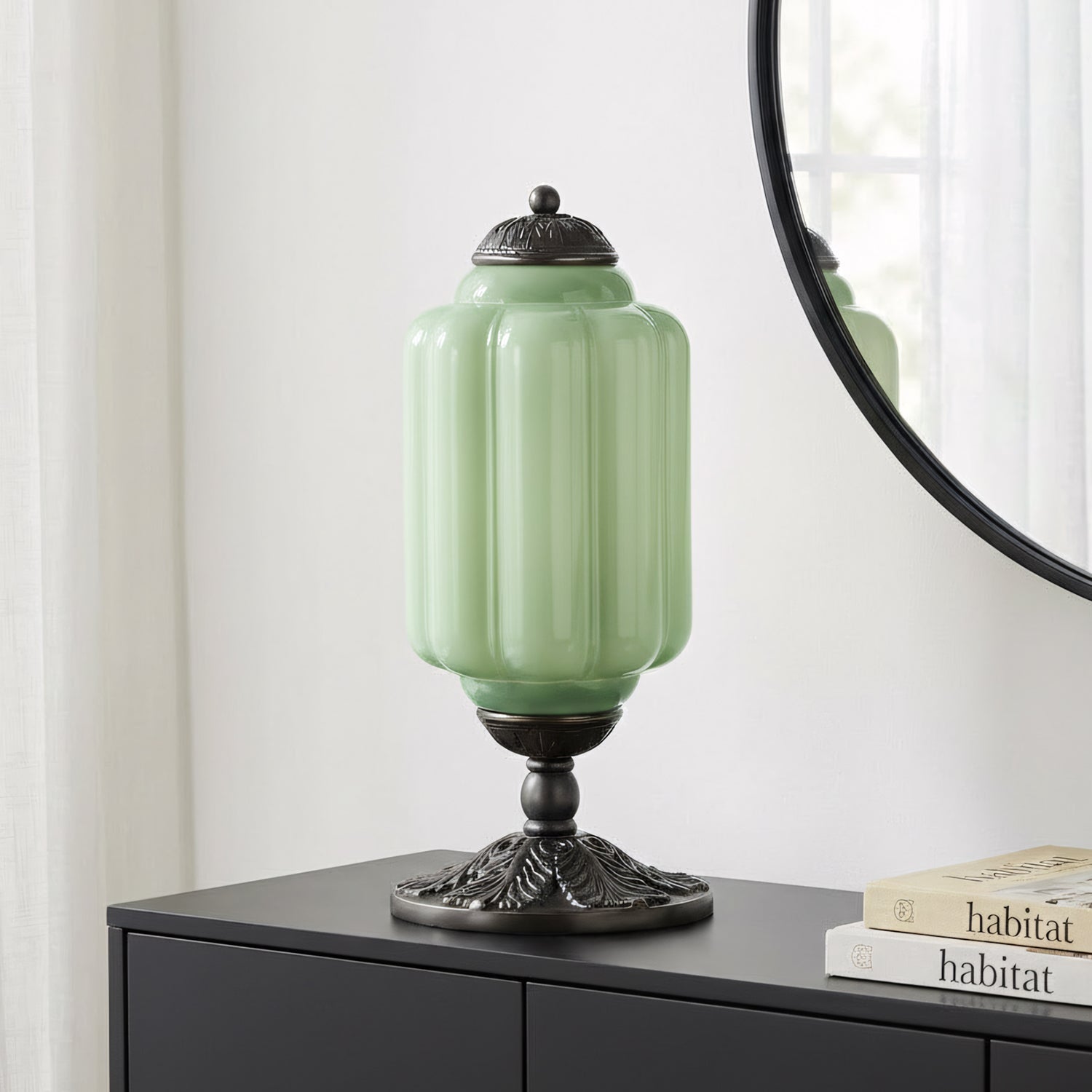 Retro bordslampor med texturerat krämfärgat glas | Fransk vintage-stil med mässings- eller svart ram – Lamylie