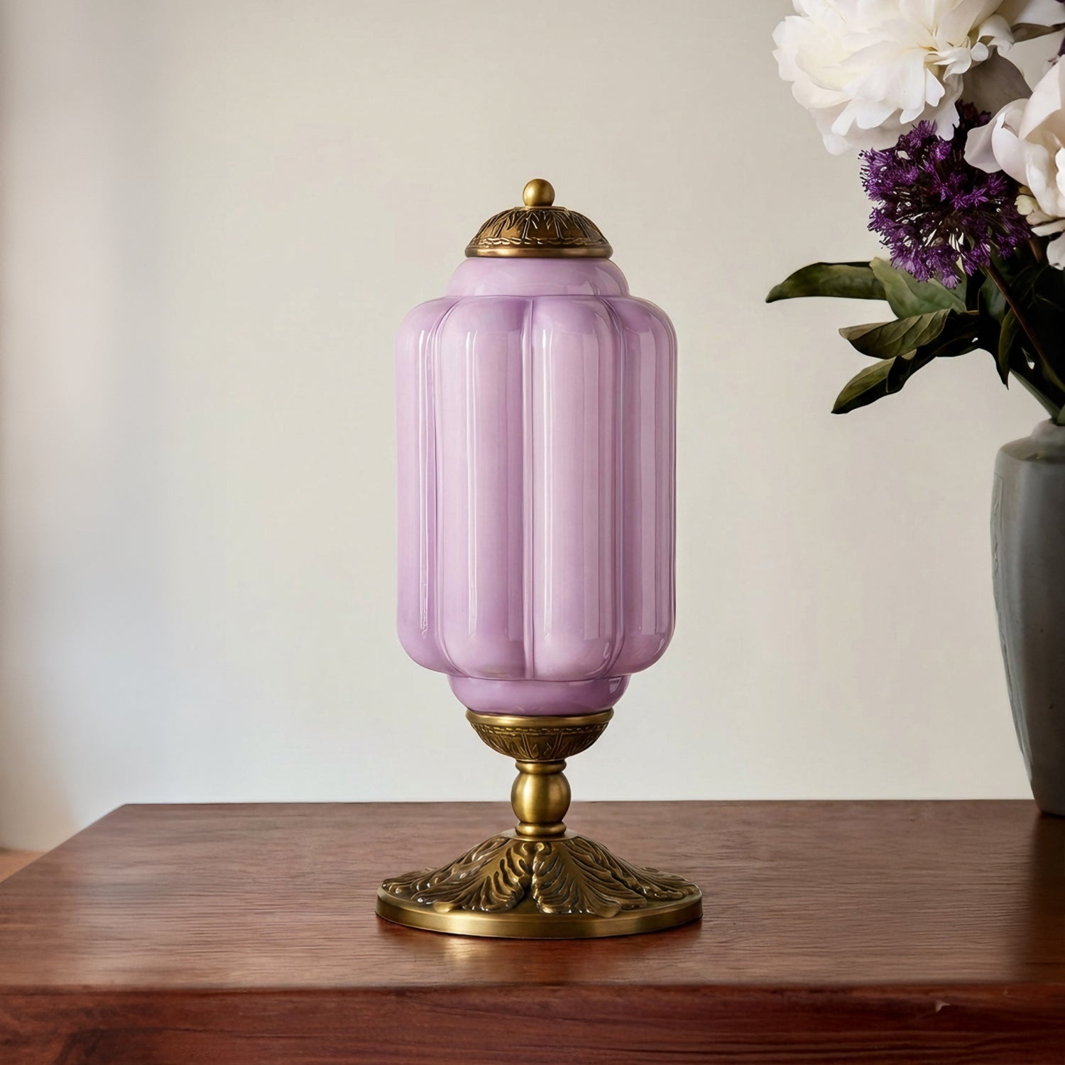 Retro bordslampor med texturerat krämfärgat glas | Fransk vintage-stil med mässings- eller svart ram – Lamylie