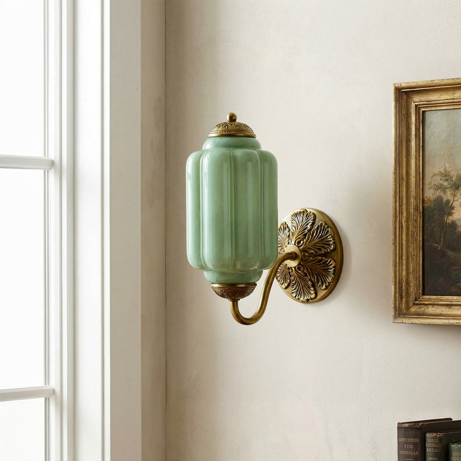 Applique murale vintage en verre opalin et laiton huilé | Éclairage rétro classique pour entrée, chambre et salon – Lamylie