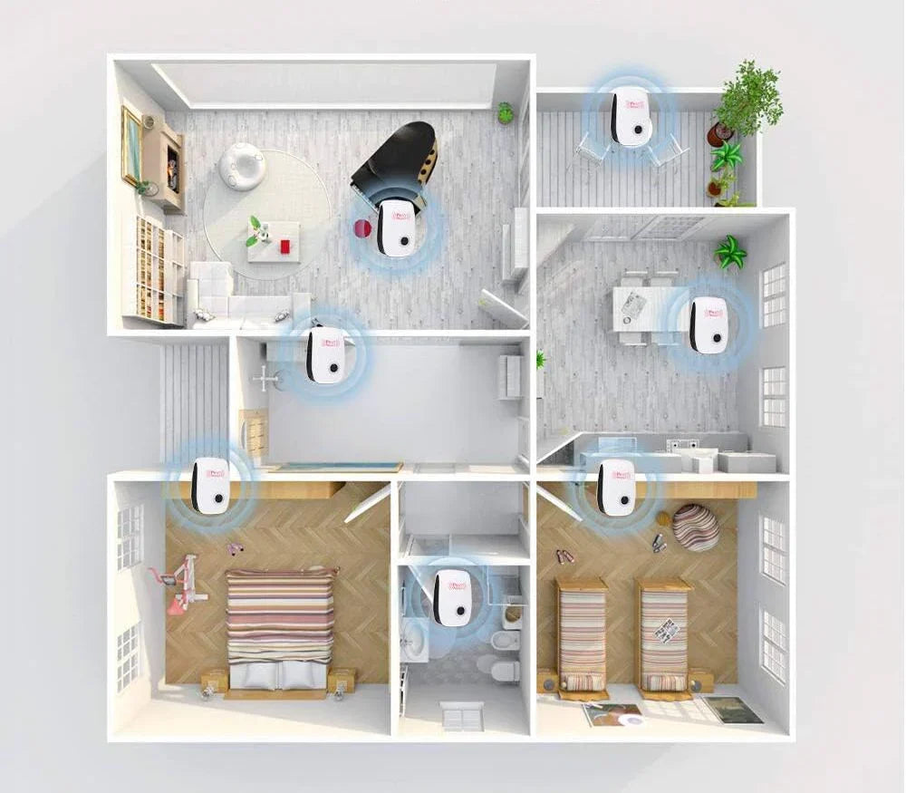 Répulsif à ultrasons contre les nuisibles | Lutte antiparasitaire à brancher pour souris, rongeurs et insectes | Non toxique et sans danger pour les animaux domestiques | Couverture de 40 m² - Lamylie