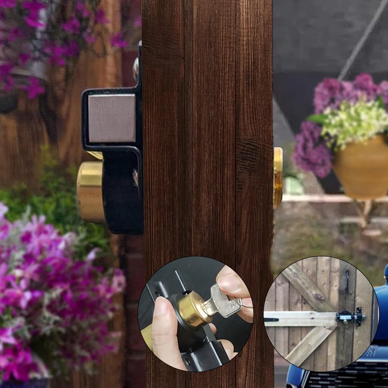 Cerradura para puerta con llave | Antióxido | Pestillo de resorte | GateSecure - Lamylie