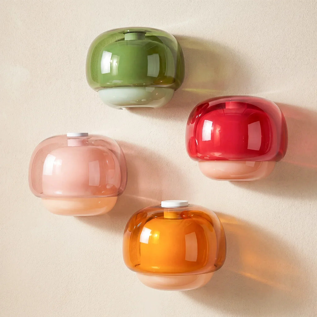 Lampada da parete moderna in vetro con doppio paralume a forma di fungo | Accento colorato per camera da letto e corridoio - Lamylie