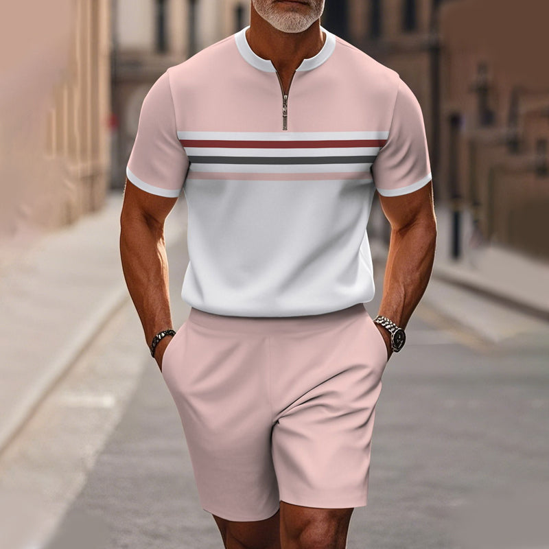Marsten – Ensemble chemise à col zippé et short ajusté pour homme - Lamylie