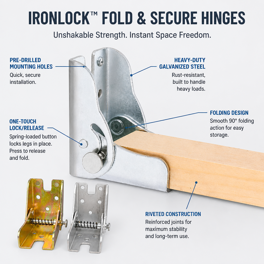IronLock Fold & Secure Hinges — Unshakable Strength That Frees Your Space Instantly - Lamylie