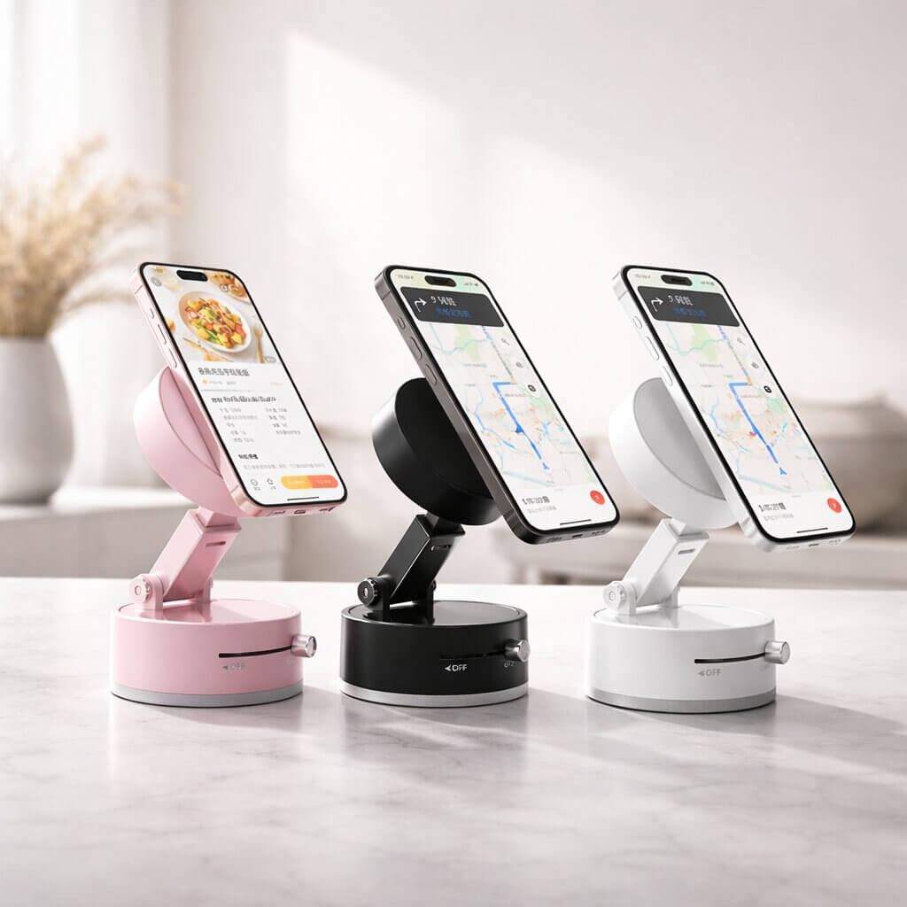 Mobilholder til bil med sugekoppbase | Magnetisk feste | Fleksibel, roterbar og sammenleggbar | Magnevo - Lamylie