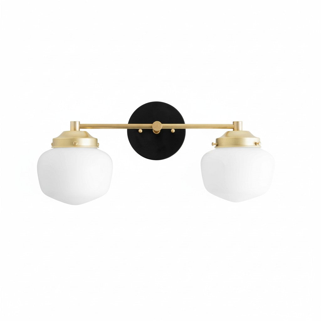 Globe Wall Lamp Classic Bathroom Schoolhouse Lighting Matte Opal Glass for Mirror and Sink - Lamylie