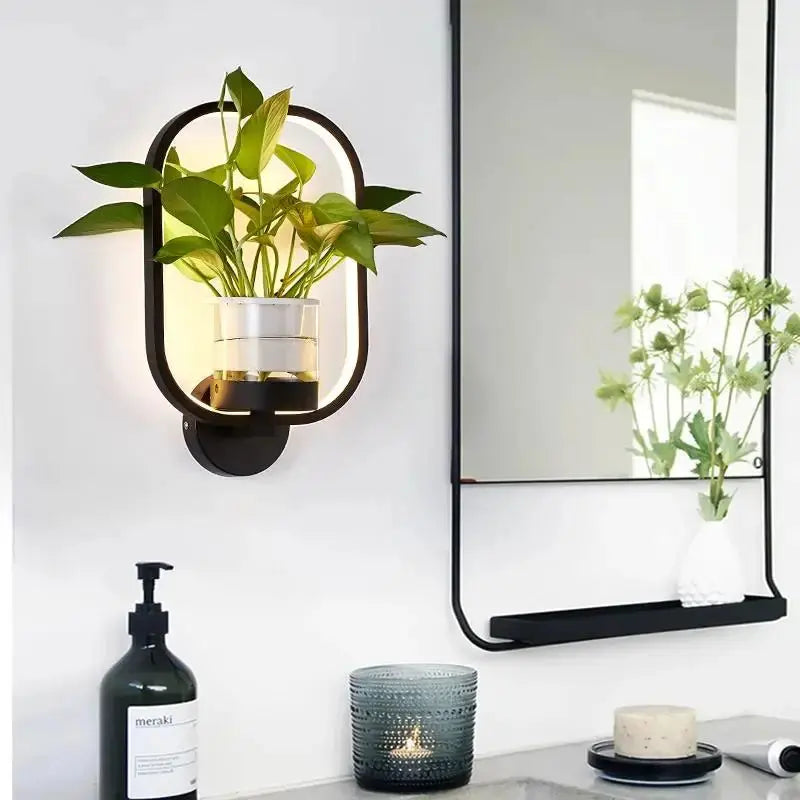 LED Wall Plant Light with Glass Vase | Warm Ambient Light | Decorative Wall Feature | GlowPlant - Lamylie