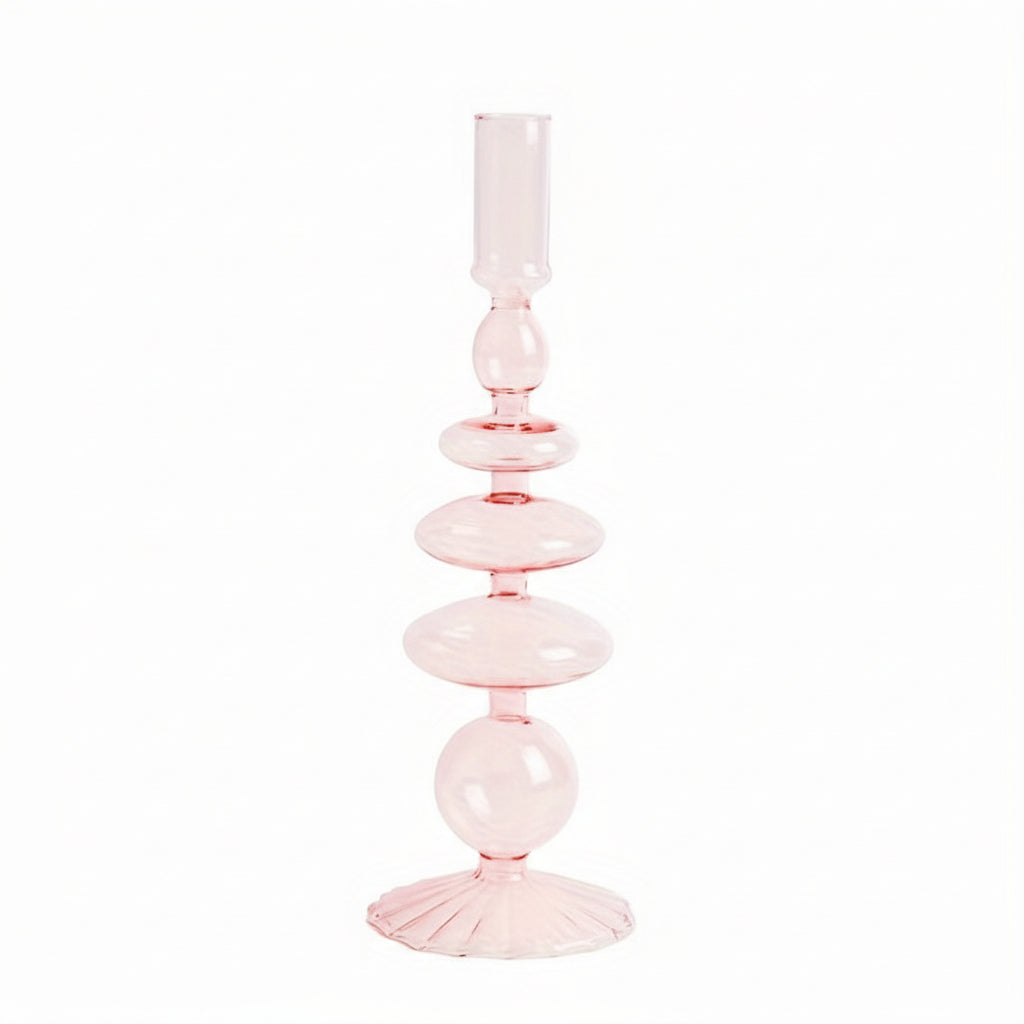 Auravine vas och ljushållare i glas — skulptural, minimalistisk form