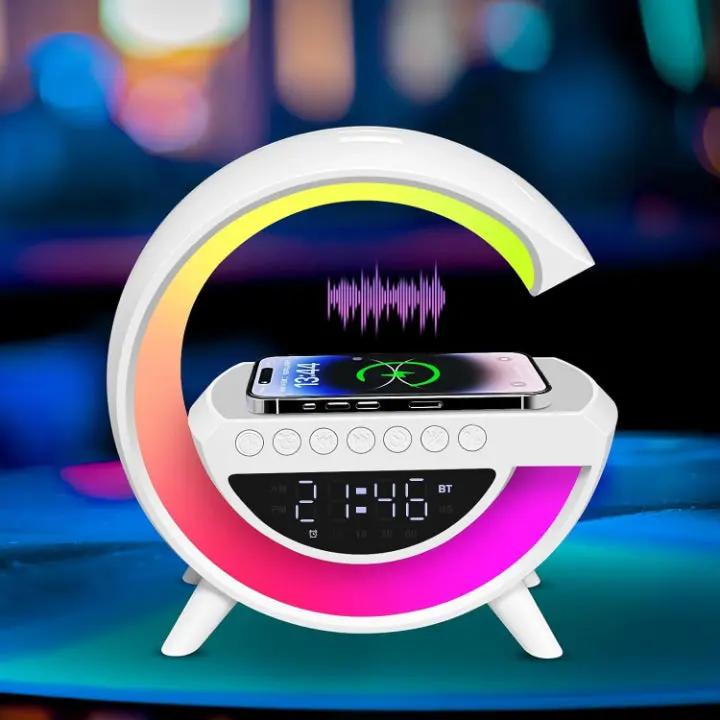 LED Clock Lamp with Alarm, Bluetooth Speaker & Wireless Charging Feature - Lamylie