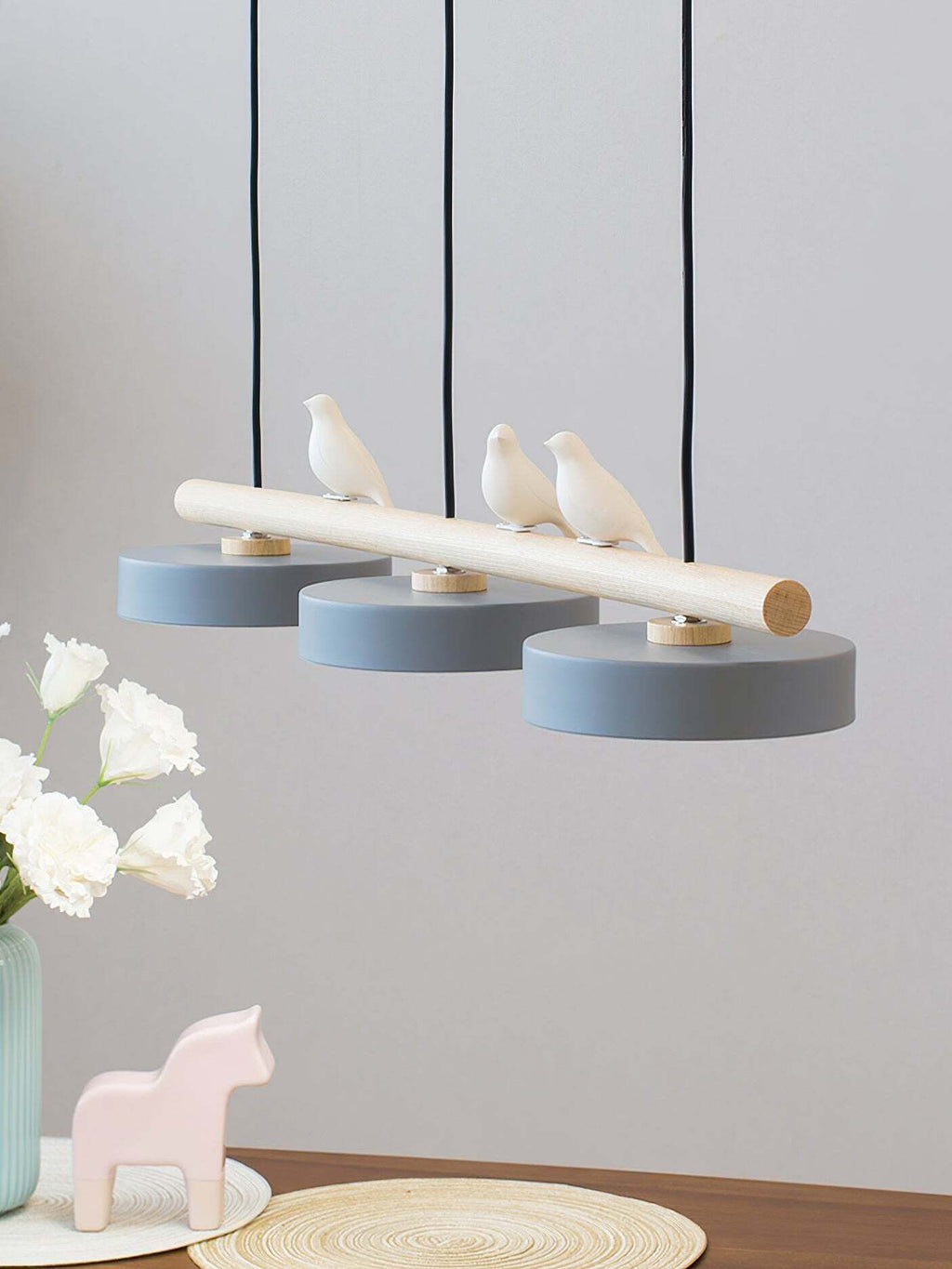 Wooden Pendant Lamp Bird Shape Three Shades Scandinavian Kitchen Island - Lamylie