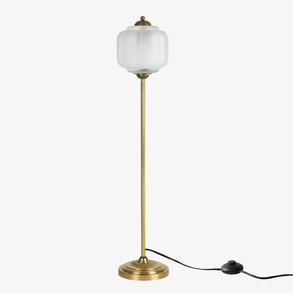 Decorative Glass Pumpkin Floor Lamp Retro Organic Style Living Room Standing Lamp - Lamylie