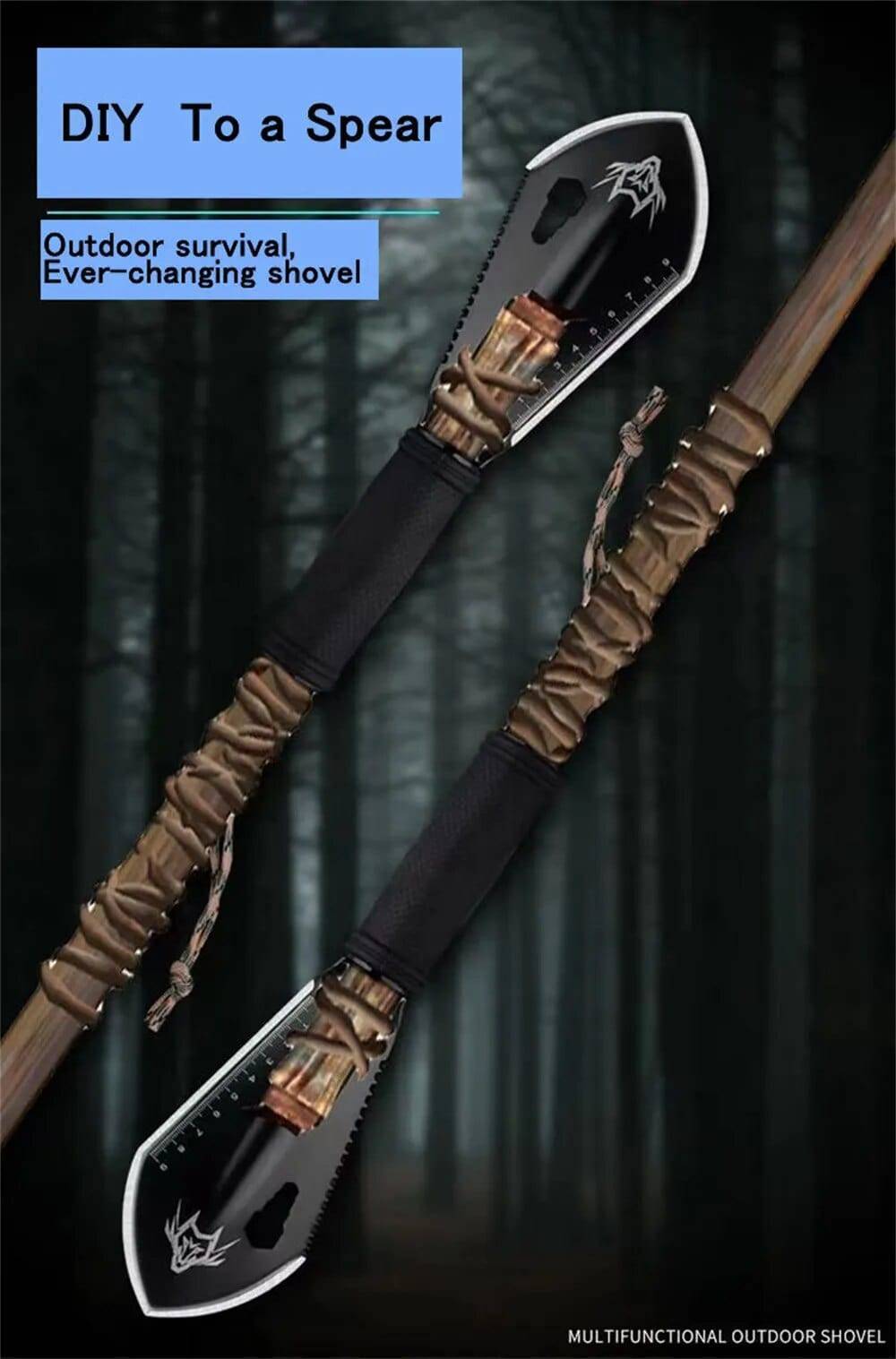 Multi-Function Stainless Steel Survival Shovel Kit with Accessories - Lamylie