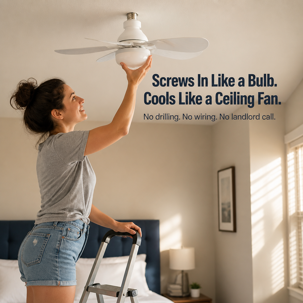 AirLume — Screw a Quiet Ceiling Fan + Bright LED Into Any Light Socket - Lamylie