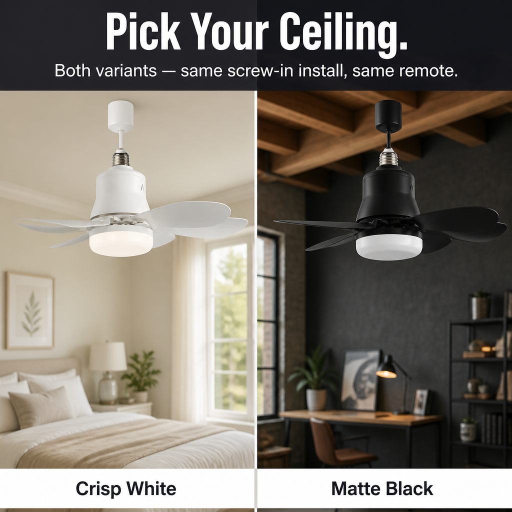 AirLume — Screw a Quiet Ceiling Fan + Bright LED Into Any Light Socket - Lamylie