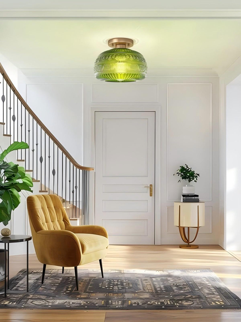 Glas-Globus-Deckenlampe Strukturiertes Glas Halb eingebaute Beleuchtung für jeden Raum - Lamylie