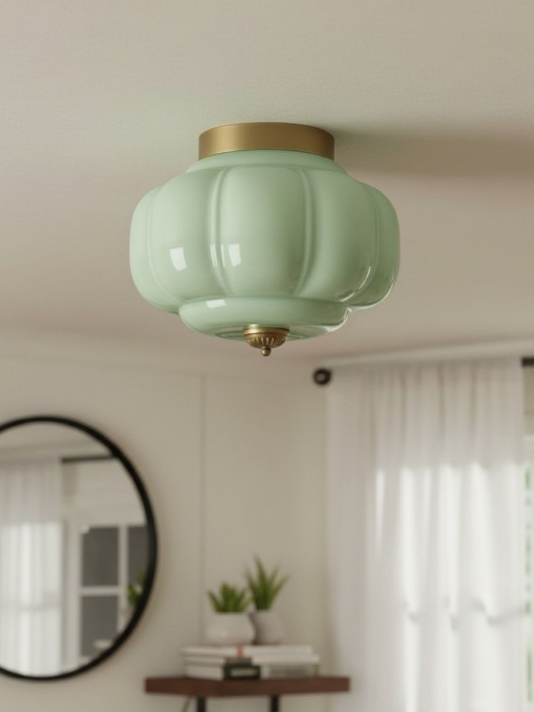 Retro Ceiling Lamp with Milk Glass Shade | Refined Semi-Flush Mount Lighting for Modern Interiors - Lamylie