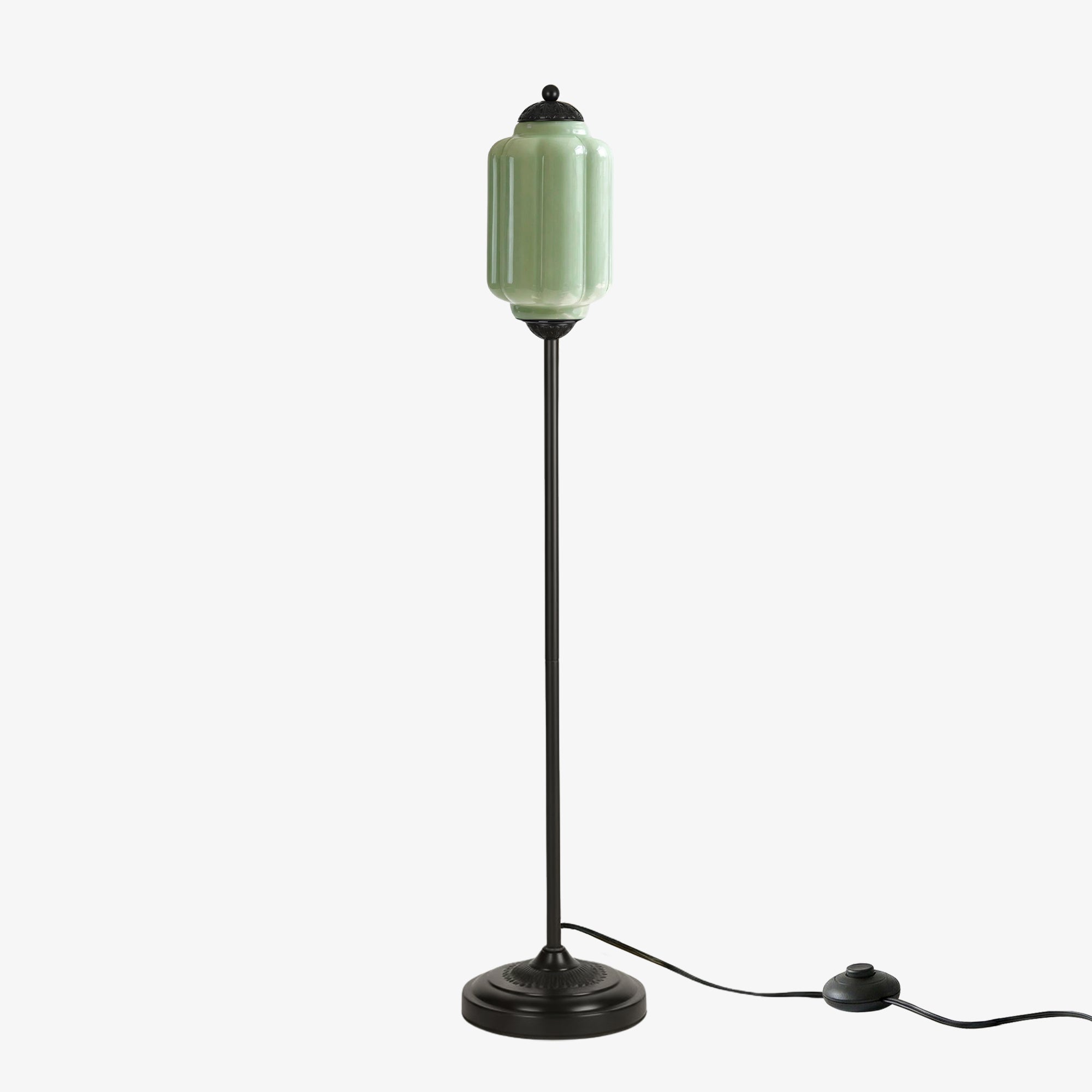 Decorative Glass Pumpkin Floor Lamp Retro Organic Style Living Room Standing Lamp - Lamylie