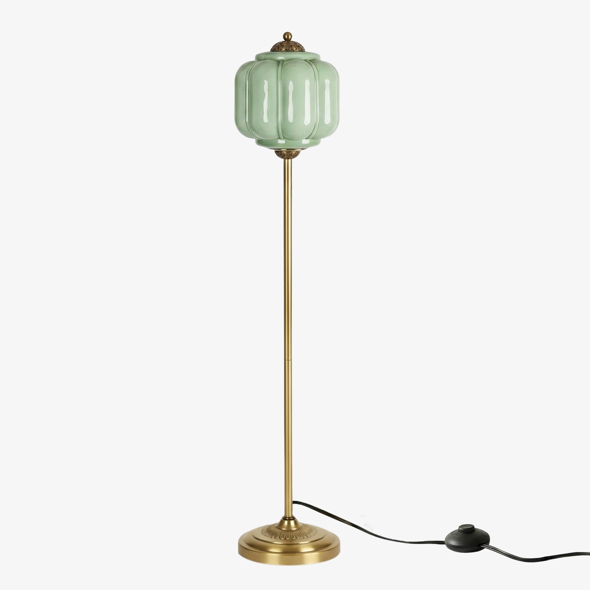 Decorative Glass Pumpkin Floor Lamp Retro Organic Style Living Room Standing Lamp - Lamylie