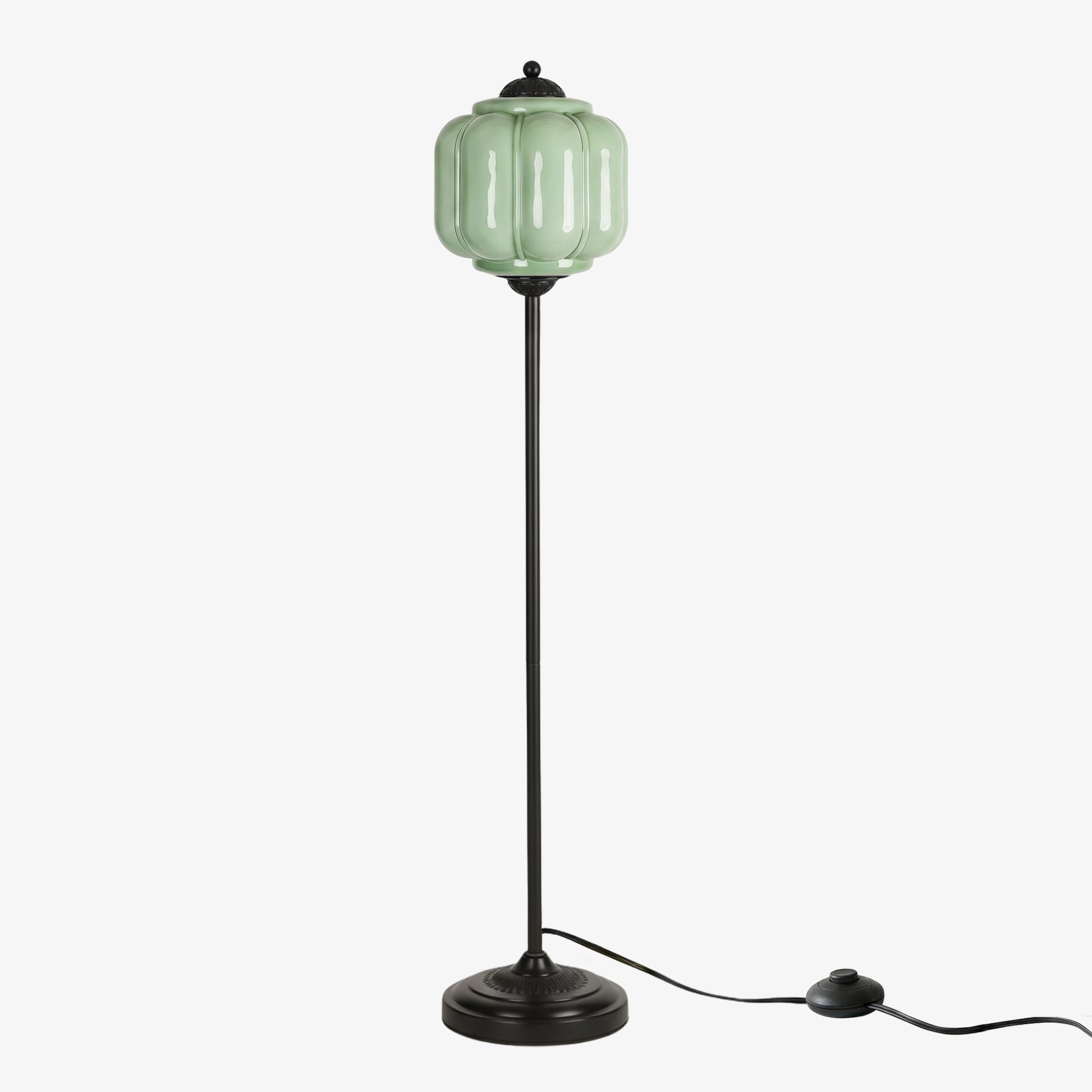 Decorative Glass Pumpkin Floor Lamp Retro Organic Style Living Room Standing Lamp - Lamylie