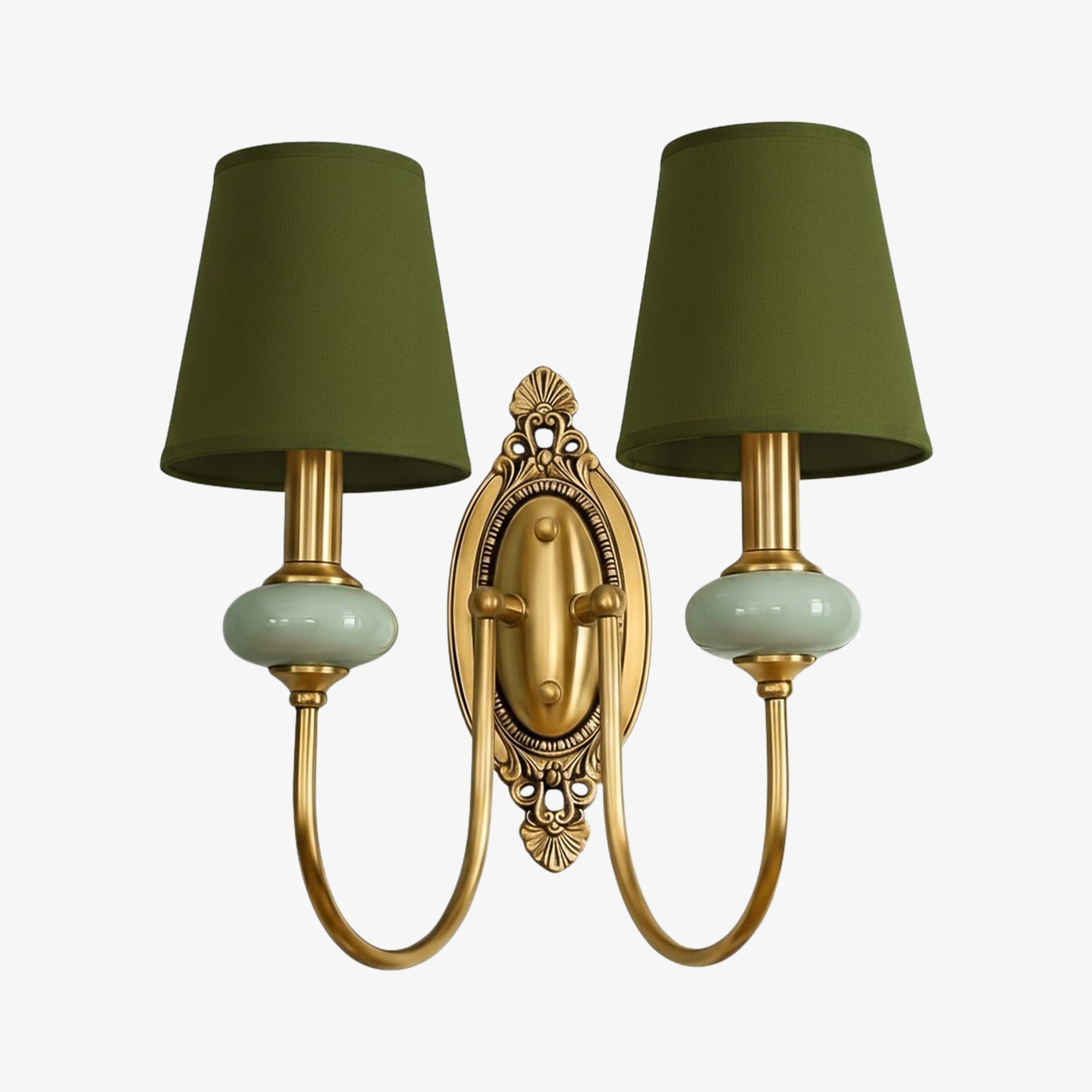 Ceramic Wall Lamp with Fabric Shade - 1 or 2 Light Points - E27 - Various Colors & Styles - Lamylie