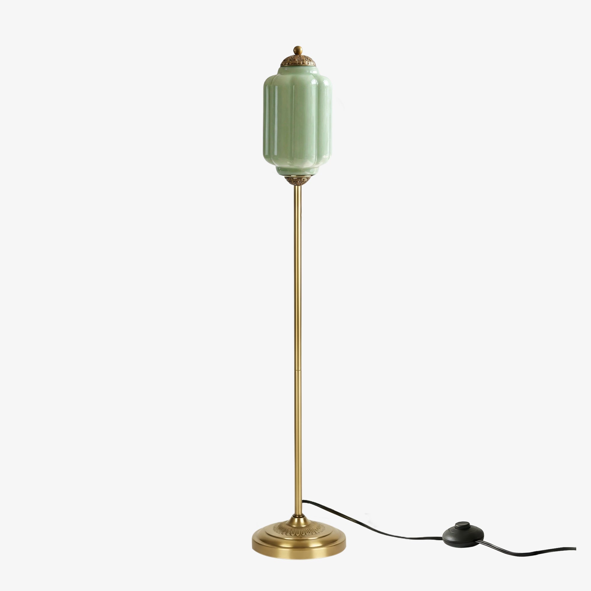 Decorative Glass Pumpkin Floor Lamp Retro Organic Style Living Room Standing Lamp - Lamylie