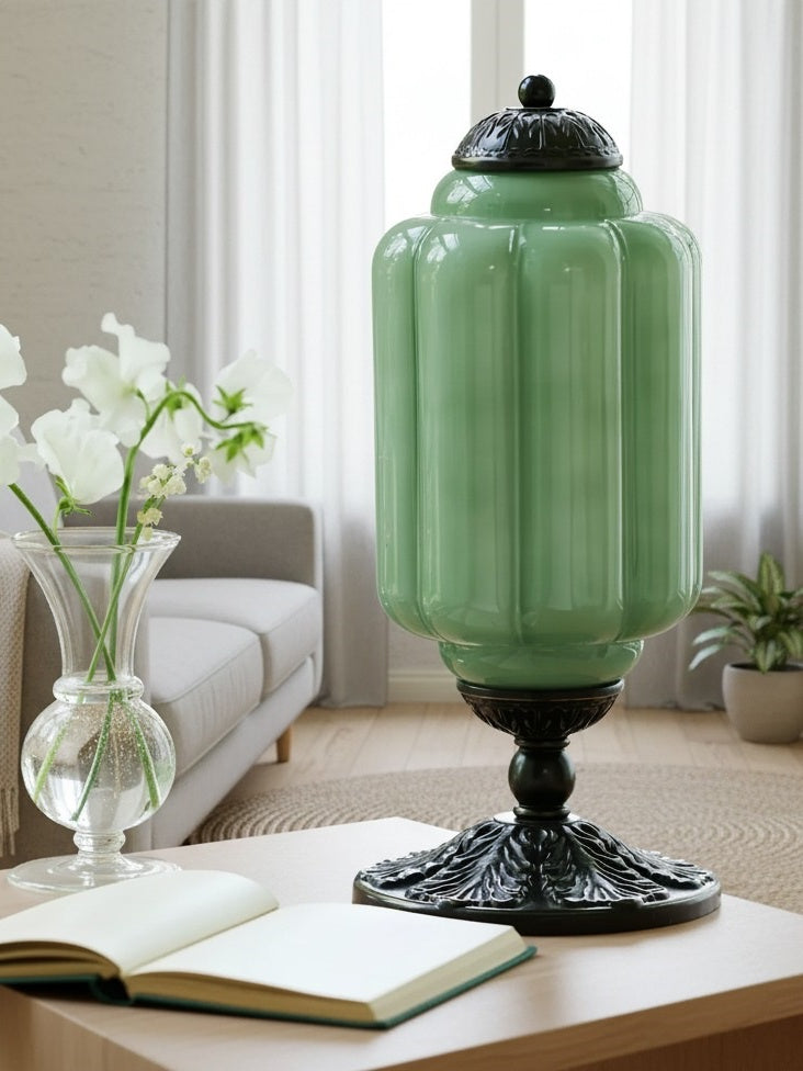 Vintage Glass Table Lamp with Brass or Black Finish - Lamylie