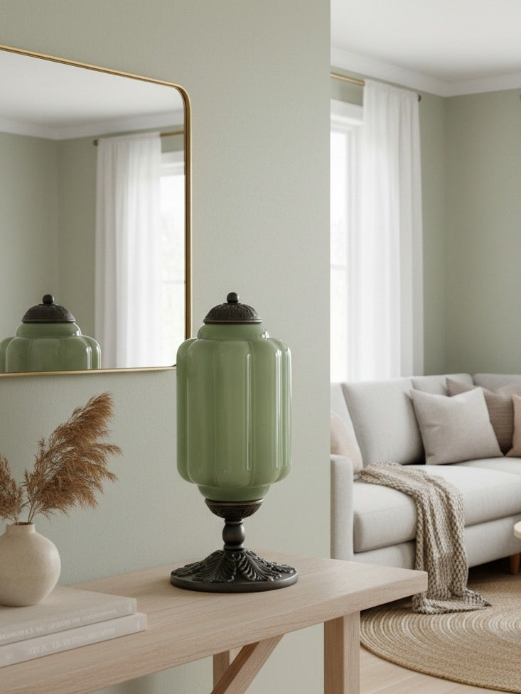 Vintage Glass Table Lamp with Brass or Black Finish - Lamylie