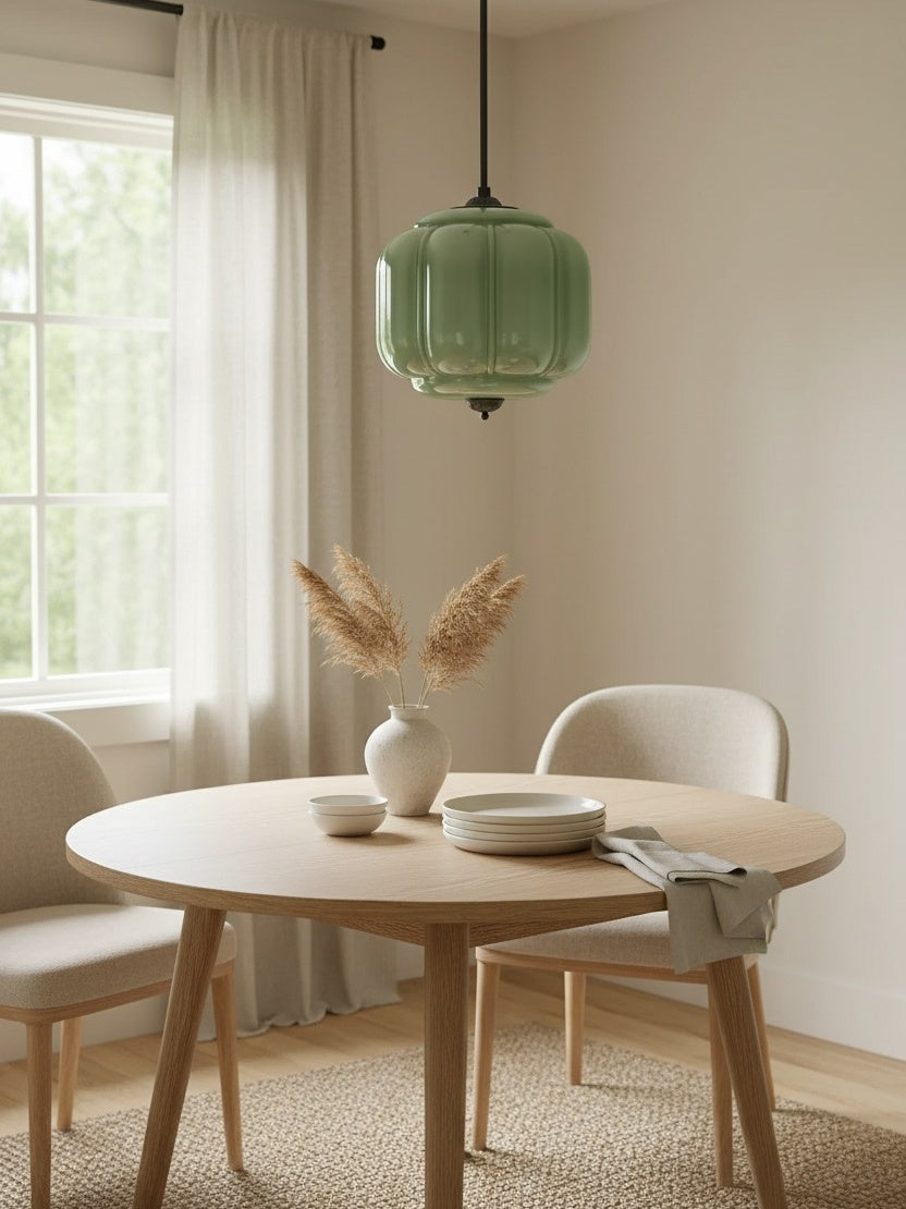 Vintage Chandelier with Cream-Colored Glass Shades | Retro-Style Pendant Lamp for Dining Room & Living Room - Lamylie