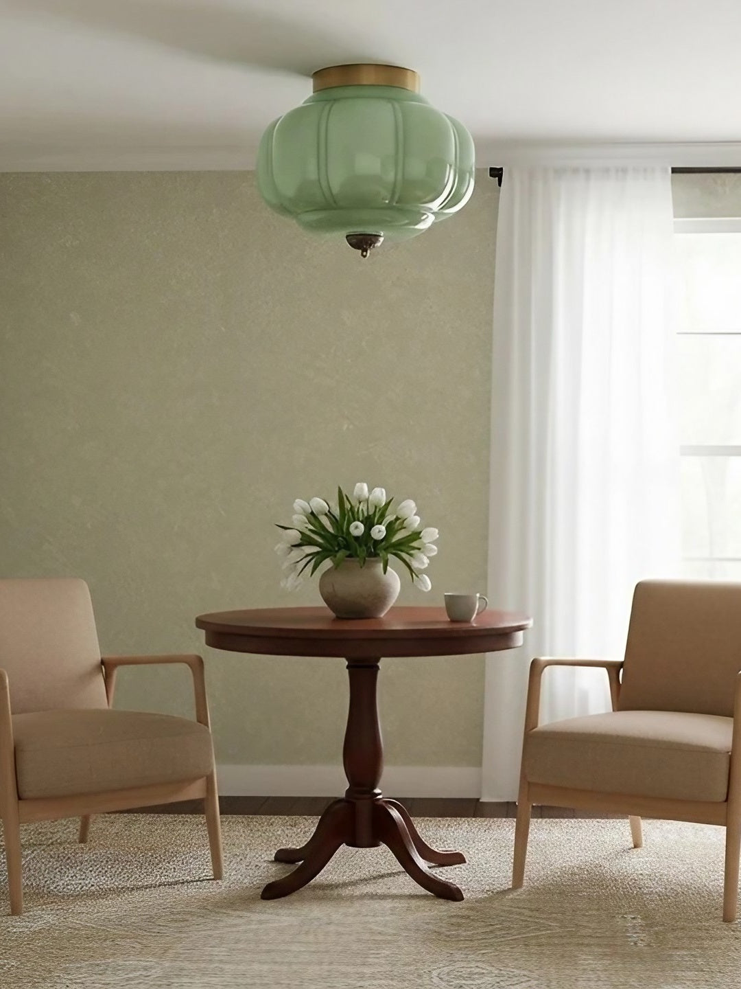 Retro Ceiling Lamp with Milk Glass Shade | Refined Semi-Flush Mount Lighting for Modern Interiors - Lamylie