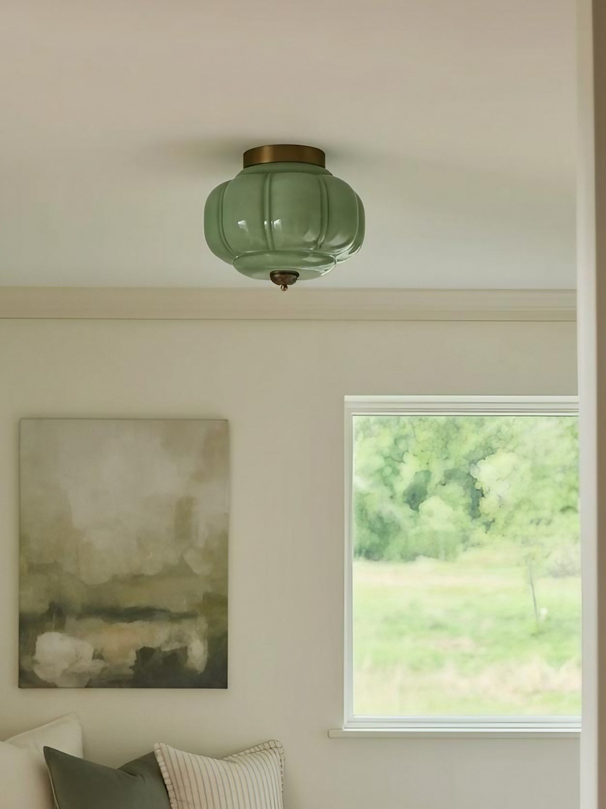 Retro Ceiling Lamp with Milk Glass Shade | Refined Semi-Flush Mount Lighting for Modern Interiors - Lamylie