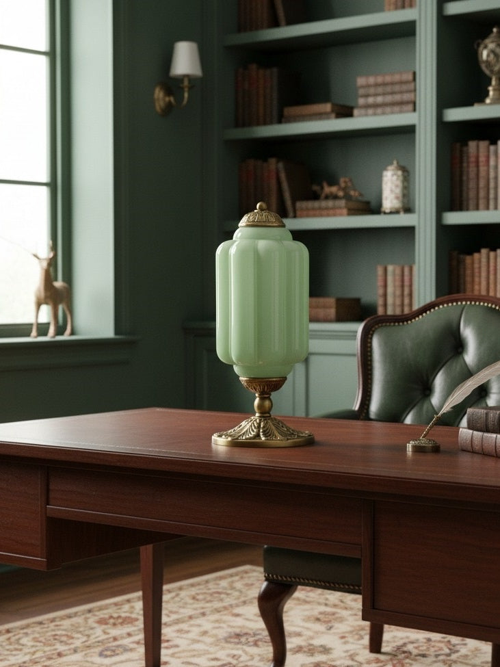 Vintage Glass Table Lamp with Brass or Black Finish - Lamylie