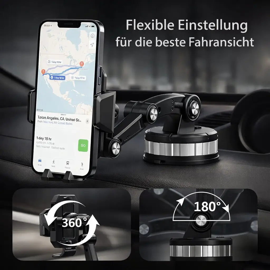 Mobilholder til bil med sugekopp og 360° rotasjon - Lamylie