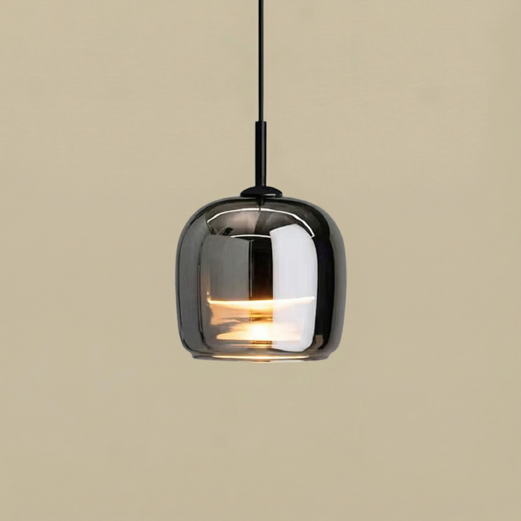 LumenGlow pendellampa i rökgrått glas — modern hängande design