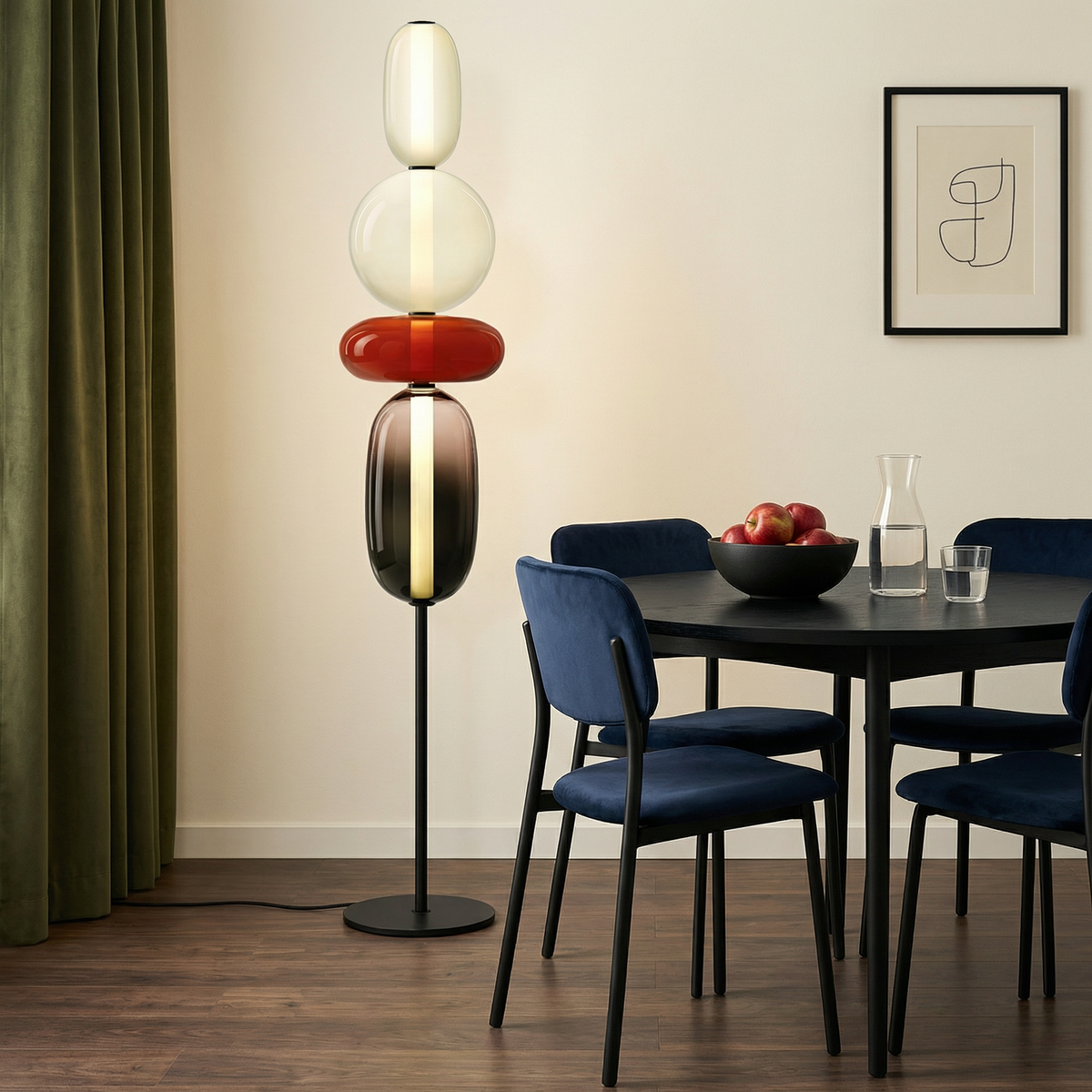 مصباح أرضي عصري من Aurora — شكل نحتي، توهج LED دافئ