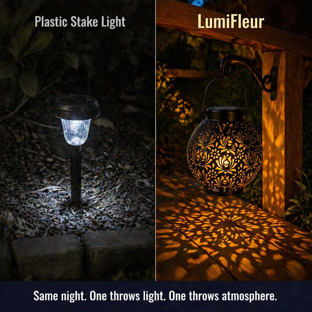 LumiFleur napelemes lámpás — Virágmintás árnyékok varázsát vetíti a kertedbe – Lamylie
