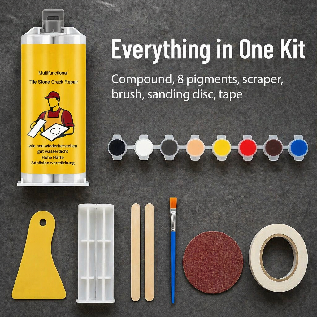 LuxePatch — Farblich passende Reparatur von gerissenen Fliesen, Stein oder Porzellan in wenigen Minuten – Lamylie