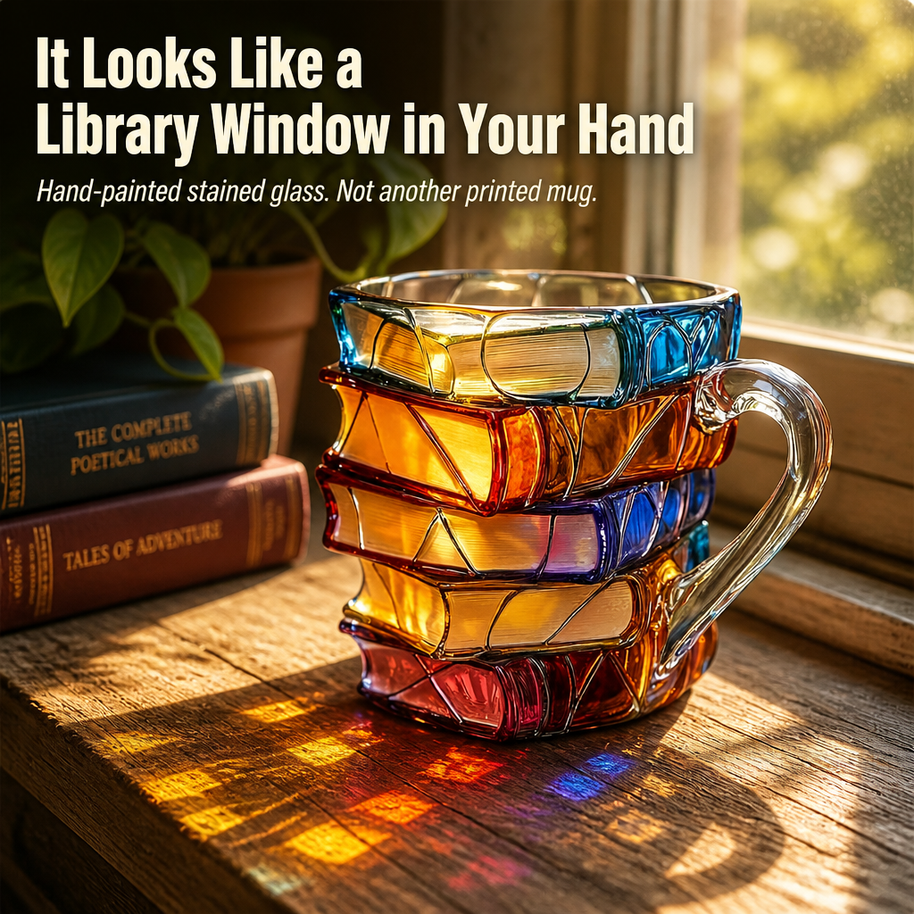 LitMuse — Pour Your Morning Coffee Into a Stained-Glass Stack of Books - Lamylie